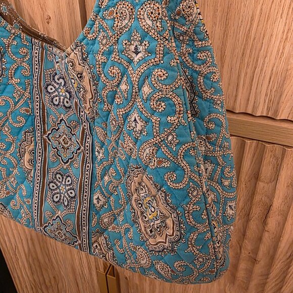Vera Bradley Quilted Shoulder Bag – Blue & Tan Paisley Print - Picture 14 of 14